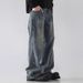 American Pocket Tooling Jeans Men's Straight Loose Wide-leg Washed Retro Pants Trendy Versatile Casual Trousers_mkmklike.com