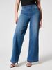 K Fashion Women's Wide Leg Mid Waist High Elastic Waisted Jeans_mkmklike.com