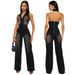 Women's Clothing Tight Waist Slim Elastic Washed Denim Jumpsuit Halter Neck Loose Jumpsuit_mkmklike.com