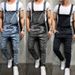 Men's Fashion Denim Overalls With Rip Details - Classic Straight-Leg Workwear Jumpsuit For Casual & Trendy Style_mkmklike.com