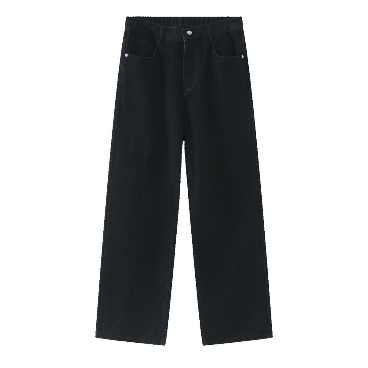 nirben Jeans| Basic Volume Style Fit Half Elastic Waist Loose Straight Denim Pants Available In Ten Colors_mkmklike.com