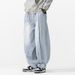 Spring And Summer New Large Size Retro Harlan Wide-leg Pants Casual Scimitar Washed Jeans_mkmklike.com