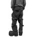 Men's Dark Wash Distressed Work Jeans High Street Style Multi Pocket Avant Garde Heavy Duty Dirty Style Artillery Shell Paratrooper_mkmklike.com