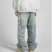 The Same Trendy Brand In European And American High Streets, Personalized Spider Web Printing, American Jeans, Straight Wide-leg Casual Trousers, Men_mkmklike.com