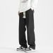 Men's Straight Leg Jeans Midweight Cotton Wide Leg Pants Trendy Loose Fit Casual Trousers for Spring And Autumn Black Blue_mkmklike.com