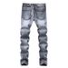 Men's Straight Jeans Korean Style Casual Slim Trousers Gray Nostalgic mid Waist Wide Leg Pants Trendy Long Cotton Jeans_mkmklike.com