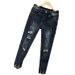 Men's Clothing Spring And Summer Personalized Ripped Jeans Trendy And Versatile Slim Elastic Straight Leg Pants_mkmklike.com