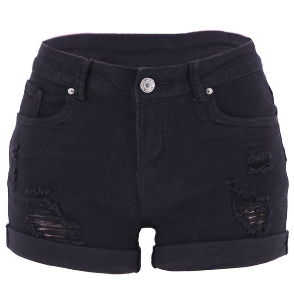 Women's Clothing Ripped Hem Denim Shorts Low Waist Jeans Women_mkmklike.com