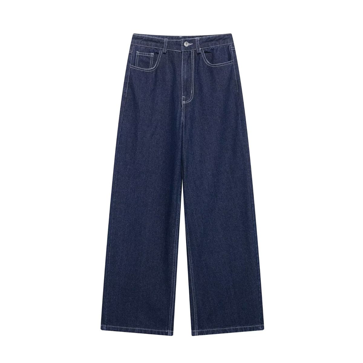 Women's Clothing Belt Lapel Jacket Denim Wide Leg Trousers_mkmklike.com