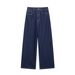 Women's Clothing Belt Lapel Jacket Denim Wide Leg Trousers_mkmklike.com