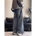 American Style Ripped Jeans For Men, Baggy, Trendy High Street Graffiti, Niche, Loose Washed Wide Leg Pants_mkmklike.com