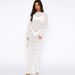 Women's Clothing new solid color lace see-through long-sleeved mid-length dress_mkmklike.com