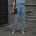 Women's Washed Pearl Denim Straight Leg Pants – Classic High Waist Trousers For Casual & Office Wear_mkmklike.com