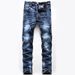 Men's High End Style Stretch Ripped Denim Jeans Ready Made Trousers_mkmklike.com