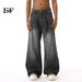 EF JEANS | 2024 New Product, Black And Gray Hong Kong Style Retro Trend Straight Loose Casual Jeans For Men And Women_mkmklike.com