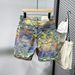 Men's Colorful Jacquard Denim Shorts Summer Casual Versatile Five Point Pants Streetwear Brand Instagram Style_mkmklike.com