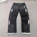 Men's Clothing European And American Style Men's Y2K Patchwork Painted Letter Hot Transfer Straight Leg Jeans_mkmklike.com