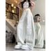 American Retro Style White Curved Hem Jeans With Visible Stitching, Women's Street Style, High-waisted, Slimming, Loose_mkmklike.com
