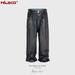 Men's Clothing Coated TrousersUnisex High Street Straight Mud Dyed Damaged Washed Distressed Jeans Trend_mkmklike.com