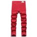 Men's Clothing Letter Embroidery Men's Slim Fit Floral Pants, Fashionable Elastic Skinny Casual Long Pants_mkmklike.com