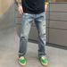 Men's Clothing Men's Straight Leg Jeans Distressed Splatter Painted Design Style Fashionable Casual Trousers Spring Trend_mkmklike.com