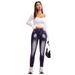 Women’s Clothing new style washed creative tie dyed high waist elastic hip lifting versatile ladies denim trousers_mkmklike.com
