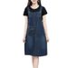 ELLE 2025 New Plus Size Women's Denim Strap Casual Dress Age-Reducing Belly Covering_mkmklike.com