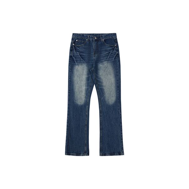 Men's Clothing Ice Blue 517vibe Lightning Burst Blue Cleanfit Jeans Heavy Washed Flared Pants_mkmklike.com