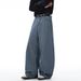Vertical Striped Denim Scimitar Men's Loose Fit Wide Leg Floor-Length Trendy Brand Versatile Draped Long Pants_mkmklike.com