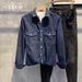 Washed Old Denim Shirt Men's Spring Korean Version Loose High-end Long-sleeved Tooling Shirt_mkmklike.com