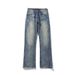 Lightning Pattern Flared Jeans For Men, Trendy Brand New Washed Retro Loose Straight Slim High Street Cool Long Pants_mkmklike.com