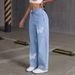Rhinestone Butterfly Embellished High-Waisted Straight Leg Jeans For Women - Trendy Casual Denim Pants With Cotton Blend Fabric_mkmklike.com