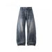 Men's Clothing Men's Wide Leg Curved Blade Jeans Washed Distressed Retro Style Spring Summer Loose Trendy Versatile Trousers_mkmklike.com