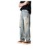 Men's Light Color Ripped Jeans Loose Straight Leg Mid Waist Cotton Wide Leg Pants Retro American High Street Trendy Brand_mkmklike.com