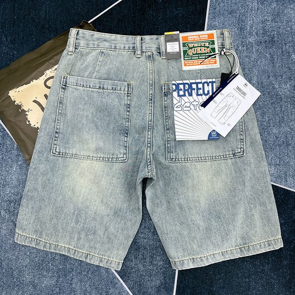 Men's Vintage Washed Denim Shorts Retro Style, Inspired Loose Fit, Breathable Summer Casual Shorts_mkmklike.com