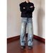 Men's Distressed Ripped Jeans Loose Fit Wide Leg American High Street Trendy Edgy Style_mkmklike.com