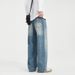 Men's Distressed Patchwork Jeans – Oversized Straight-Leg Denim Pants, Streetwear Baggy Cargo Pants With Raw Hem_mkmklike.com