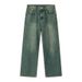 NIRBEN | Colorful Wide Leg Pants Version Loose Straight Tube Washed Grinding White Jeans For Men And Women_mkmklike.com
