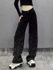 Women's Clothing High-Waisted Slimming Rhinestone Jeans Wide Leg Floor-Length Pants Loose Fit Versatile Straight Leg For Women Spring/Autumn_mkmklike.com