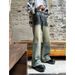 Cleanfit Men's Washed Distressed Gradient Jeans Street Style High Street Vibe Straight Leg Flared Pants Autumn Collection_mkmklike.com