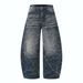 Men's Retro Lightning Wash Denim Jeans | Loose Fit Straight Leg Streetwear Pants | Vintage Distressed Style_mkmklike.com