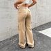 Women's Retro Cargo Pants Loose Fit Jeans High Waist Straight Leg Fashion Street Style Large Pockets Wide Leg Jeans_mkmklike.com