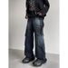 Men's Clothing Straight Leg Street Style Distressed Straight-Leg Cargo Jeans With Multiple Pockets – Loose Fit Streetwear Style For Autumn & Spring_mkmklike.com