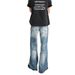 Vintage Washed Jeans American Lightning Bolt Stitch Design Relaxed Straight-Leg Slight Flare Comfort Stretch Cotton Men & Women_mkmklike.com