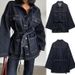 Women's Clothing Retro Indigo Blue Denim Jacket With Waist Cinching Belt Loose Long Sleeve Casual Fashion For Spring_mkmklike.com