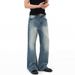 Men's High Street Washed Whiskered Flared Jeans Retro Unisex Vibe Stylish Floor Length Pants_mkmklike.com