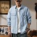 Large Size Men's Clothing New Tencel Ultra-thin Denim Shirt Spring And Summer Solid Color Fat Denim Shirt Men's Hair_mkmklike.com