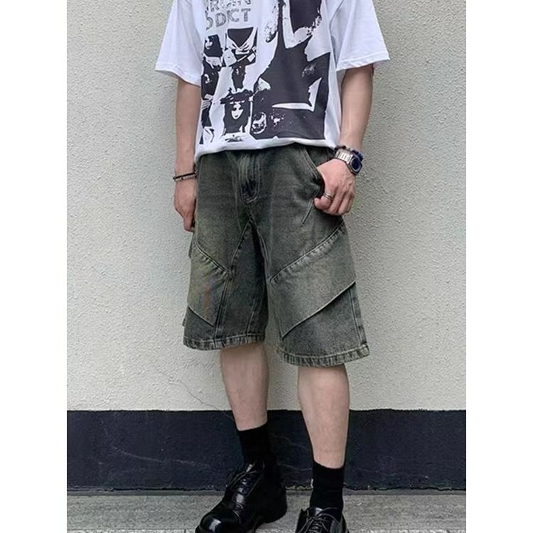 Men's Clothing Men's Distressed Washed Denim Shorts - Deconstructed Mud-Dyed 5-Inch Inseam, Relaxed Fit & Raw Hem For Edgy Streetwear Aesthetic_mkmklike.com