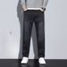 Autumn And Winter New High-end Retro Straight Men's Jeans Fleece Thickened Elastic Loose Casual Long Pants Men's Trend_mkmklike.com