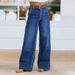 Women's Retro Wide Leg Jeans High Waisted Casual Washed Straight Leg Pants European American Style Spring Autumn Summer Cotton_mkmklike.com